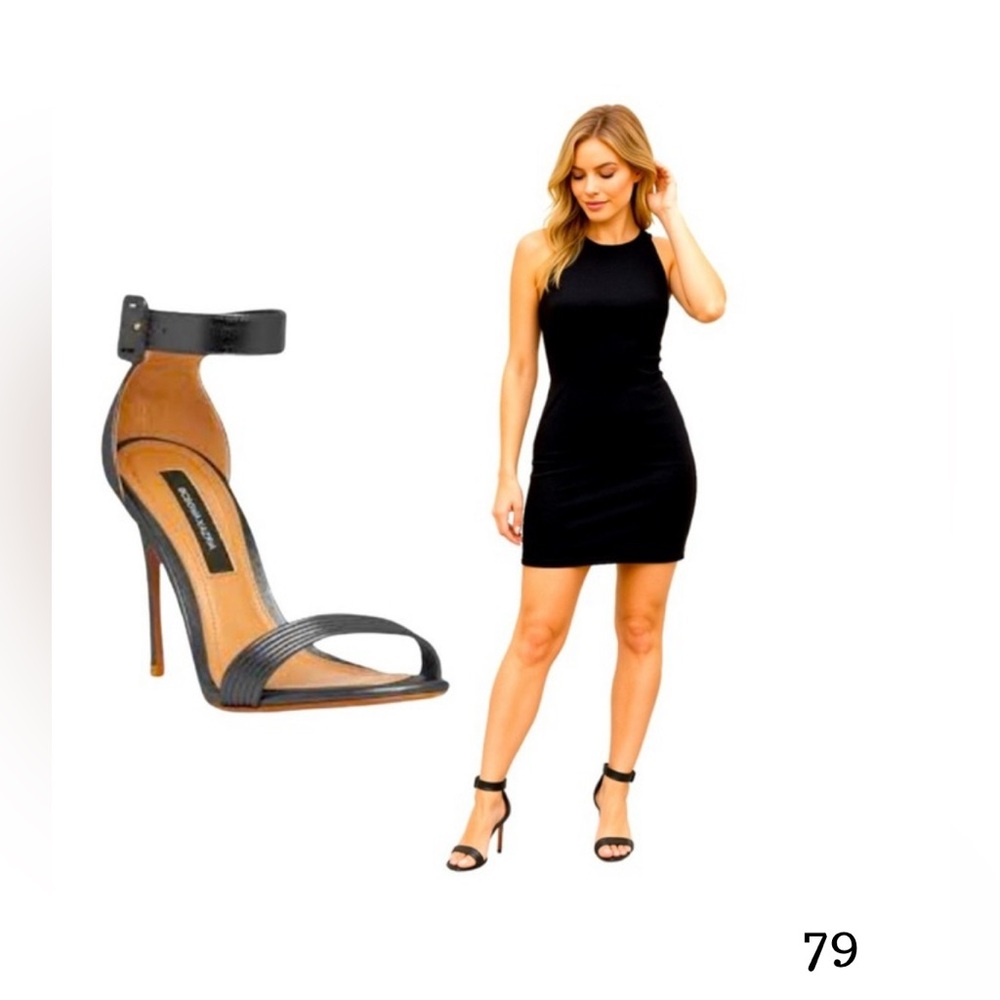 BCBGMaxAzria Black Heels with Open-Toe Design and Adjustable Ankle Strap - Picture 11 of 11